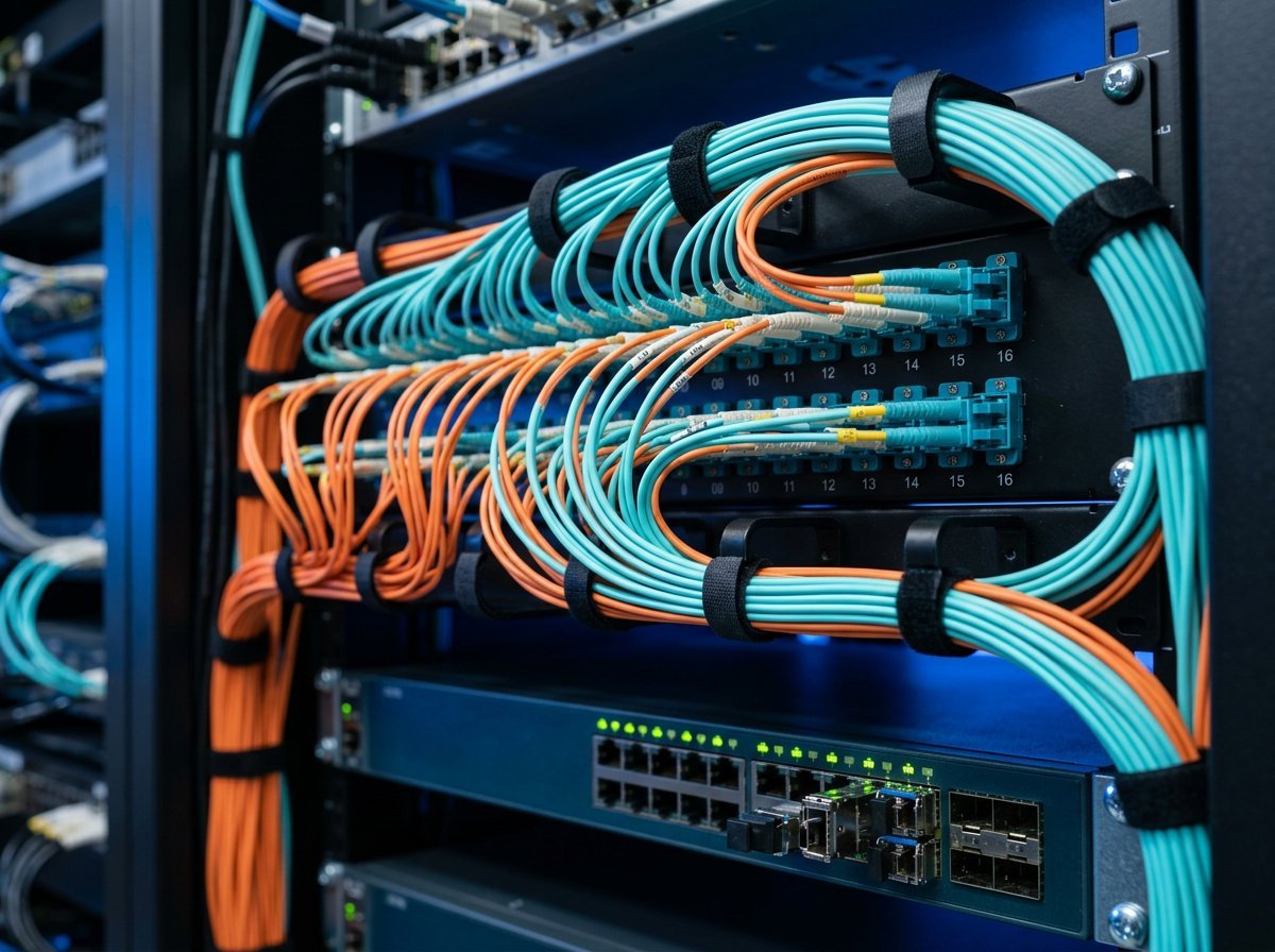 Fibre patch panel in a network rack
